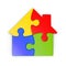 Isolated puzzle of a house with clipping path