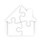 Isolated puzzle of a house with clipping path