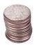 Isolated Quarter Dollar Coin Stack