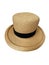 Isolated raffia top hat. Close up of classic Panama straw hat in natural color. Women`s fashion accessories and headgear