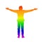 Isolated rainbow silhouette of man with open arms