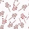 Isolated random maroon cotton twigs seamless pattern. imple silhouettes on white background