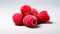 Isolated raspberries on a sophisticated gray background.