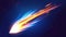 Isolated realistic meteorite flame speed glow. Night planet tail sparkle. Missile burn or fireball shooting ui vfx