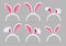 Isolated realistic rabbit ears. Funny easter bunny vector masks