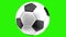 Isolated realistic soccer ball on a green background rotates, 3d rendering