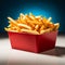 Isolated red box holds delicious fries in a tempting display