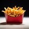 Isolated red box holds delicious fries in a tempting display