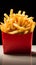 Isolated red box holds delicious fries in a tempting display
