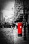 Isolated Red Post Box On a Busy London Street