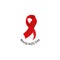 Isolated red ribbon disease awareness. World Aids Day concept. Stop virus icon. International support campaign for sick