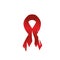 Isolated red ribbon disease awareness. World Aids Day concept. Stop virus icon. International support campaign for sick