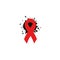 Isolated red ribbon disease awareness. World Aids Day concept. Stop virus icon. International support campaign for sick