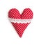 Isolated red and white valentine heart of cloth