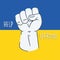 Isolated resistance hand gesture sketch Help Ukraine Vector