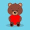 Isolated romantic cute and sweet baby brown bear