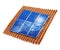 Isolated roof with photovoltaic solar panels. 3D illustration