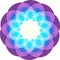 Isolated round colorful flower. Flower icon with transparent lilac petals.