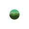 Isolated round shape green color wild nature panorama logo. Mountains logotype. Water waves icon. Natural environment