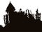 Isolated Ruined Silhouette of Ancient Castle, Vector Illustration