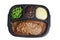 Isolated salisbury steak tv dinner with brownie