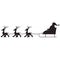 Isolated Santa Claus and reindeer sled Christmas. Black Silhouette.