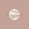 Isolated Saturn with marble texture. Cosmic minimalistic landscape scene. Vector illustration