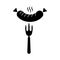 Isolated sausage in a fork icon