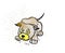 Isolated scared cartoon dog on white background.