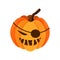 Isolated Scary Halloween Costume Pumpkin Pirate on white background