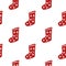Isolated seamless doodle pattern with red colored christmas socks. White background. Winter holidays backdrop