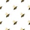 Isolated seamless pattern with bee stylized silhouettes. Yellow and black colored wasp on white background