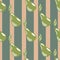 Isolated seamless pattern with green abstract pearl ornament. Striped pink and grey background