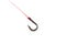 Isolated sharp hook with fishing line on white background
