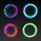 Isolated shining rings of light on transparent background. Abstract glowing light circles set