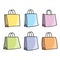 Isolated shopping bag color variations