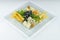 Isolated shot of a glass plate with cheese collection - perfect for a food blog or menu usage