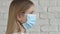 Isolated Sick Kid with Protection Mask in Coronavirus Pandemic, Sad Child Unhappy Bored Teenager Girl in Covid-19 Crisis