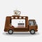 Isolated Side View Mobile Coffee Van Vector Illustration