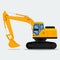 Isolated Side View Yellow Excavator Vector Illustration