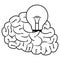 Isolated and silhouette brain and light bulb design