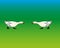 Isolated silhouette of couple geese on green background. Vector illustration