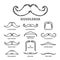 Isolated Silhouette Moustache Collection With Name of Style. Vector Illustration