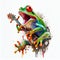 Isolated singing frog with guitar. Generative AI