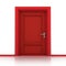 Isolated single red closed door closeup 3D