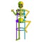 Isolated skeleton sitting on a chair