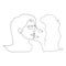 Isolated sketch of a pair of a happy lesbian couple Vector