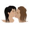 Isolated sketch of a pair of a happy lesbian couple Vector