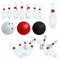 Isolated skittles, white, red, black balls on white. Clipart set.