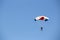 Isolated skydiver control colorful parachute gliding after free